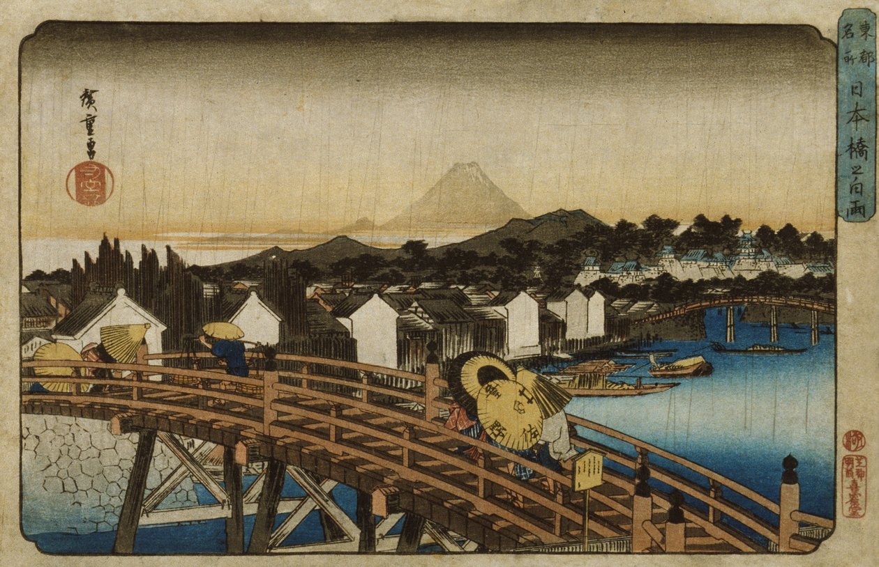 Nagła ulewa na Nihonbashi autorstwa Utagawa Hiroshige