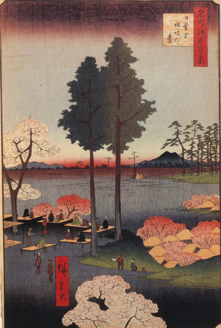 Suwa Bluff w Nippori Sto słynnych widoków Edo, 1856-1858 autorstwa Utagawa Hiroshige