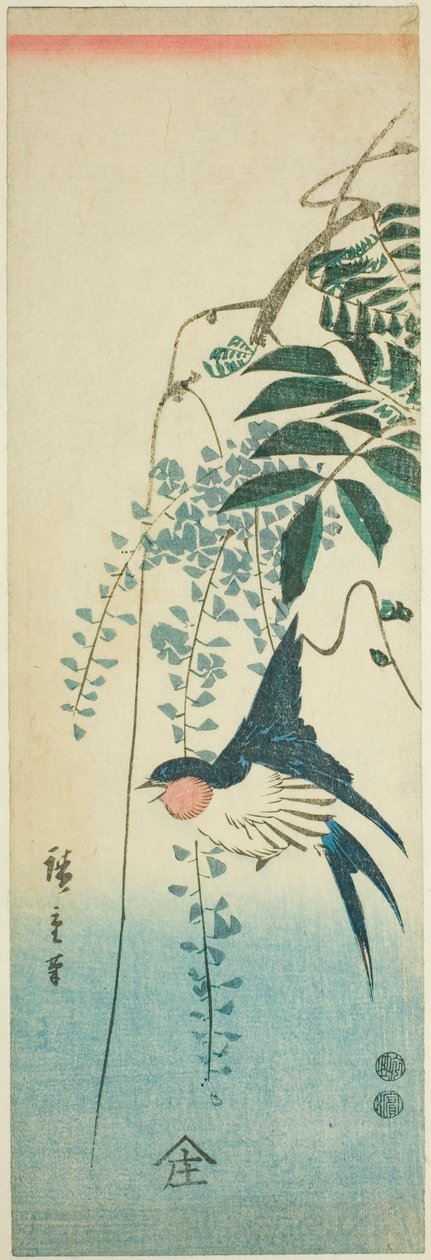 Jaskółka i glicynia autorstwa Utagawa Hiroshige