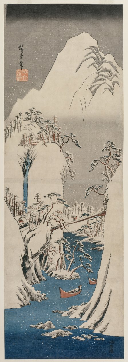 Rzeka Fuji w śniegu autorstwa Utagawa Hiroshige