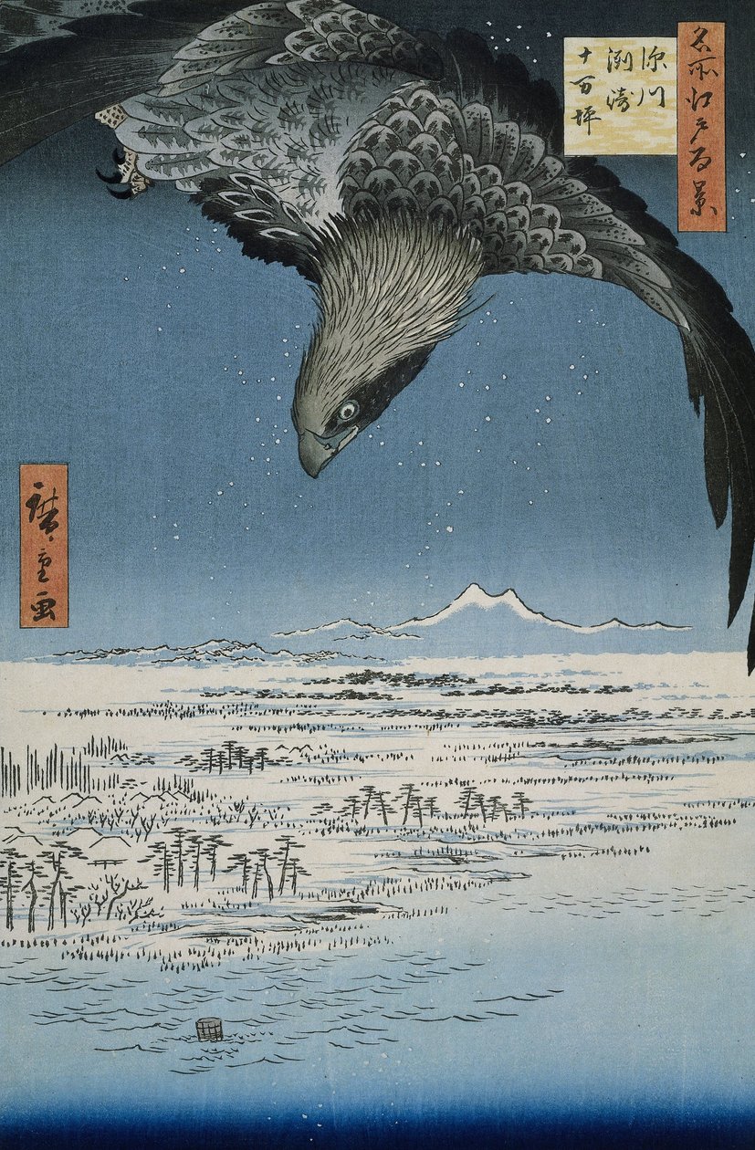 Równina Jumantsubo w Susaki koło Fukagawy, 1857 (drzeworyt kolorowy) autorstwa Utagawa Hiroshige