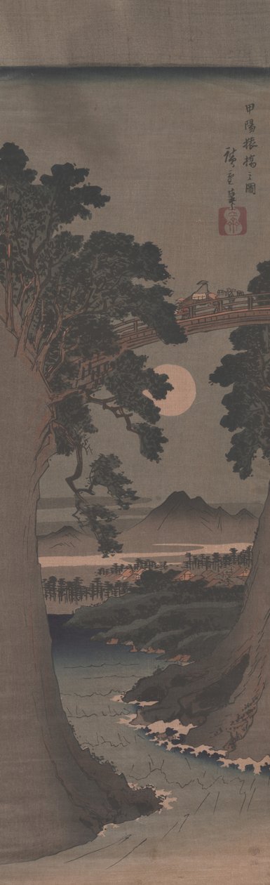 Most Małp w prowincji Kai autorstwa Utagawa Hiroshige