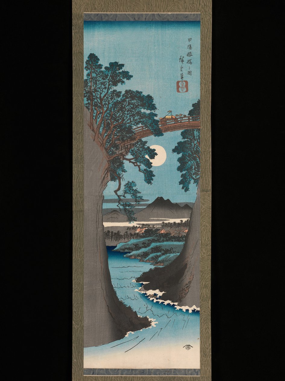 Most Małp w prowincji Kai (Kōyō Saruhashi no zu) autorstwa Utagawa Hiroshige