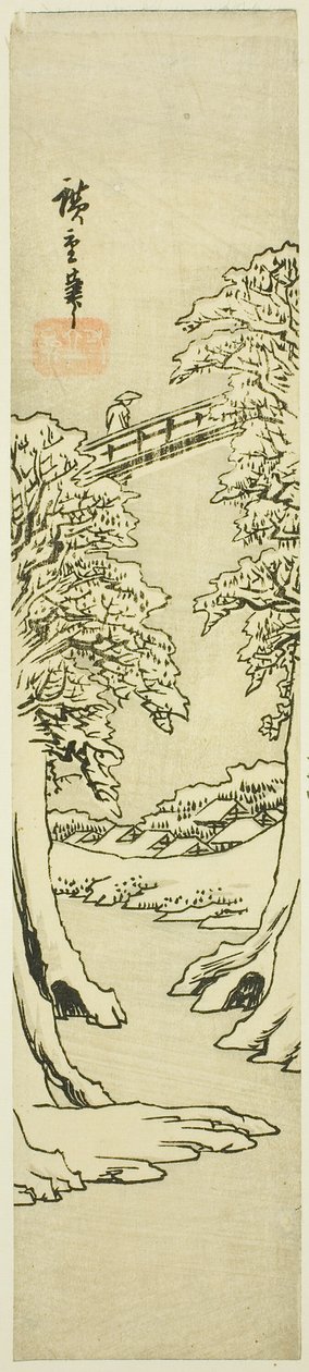 Most Małp w zimie autorstwa Utagawa Hiroshige