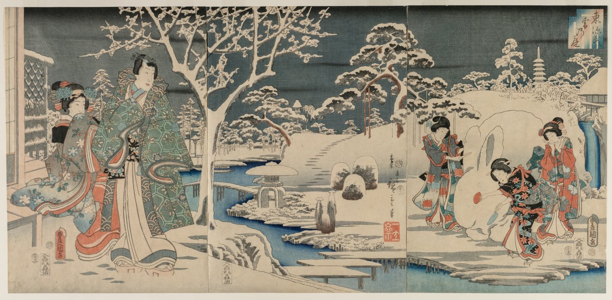 Śnieżny Ogród autorstwa Utagawa Hiroshige