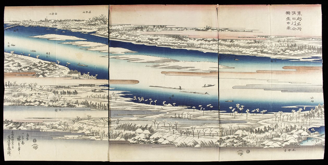 Rzeka Sumida w śniegu autorstwa Utagawa Hiroshige