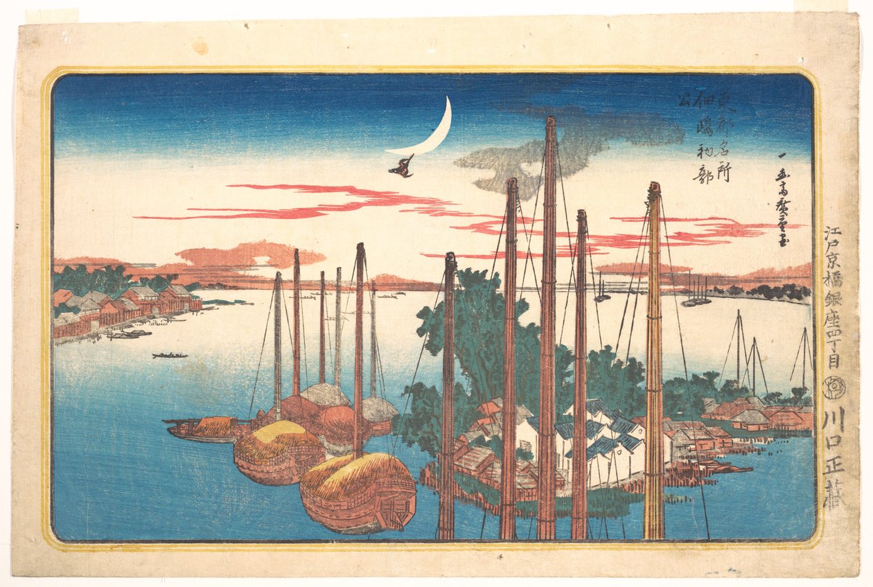 Pierwszy w tym roku śpiew kukułki na wyspie Tsukudajima autorstwa Utagawa Hiroshige
