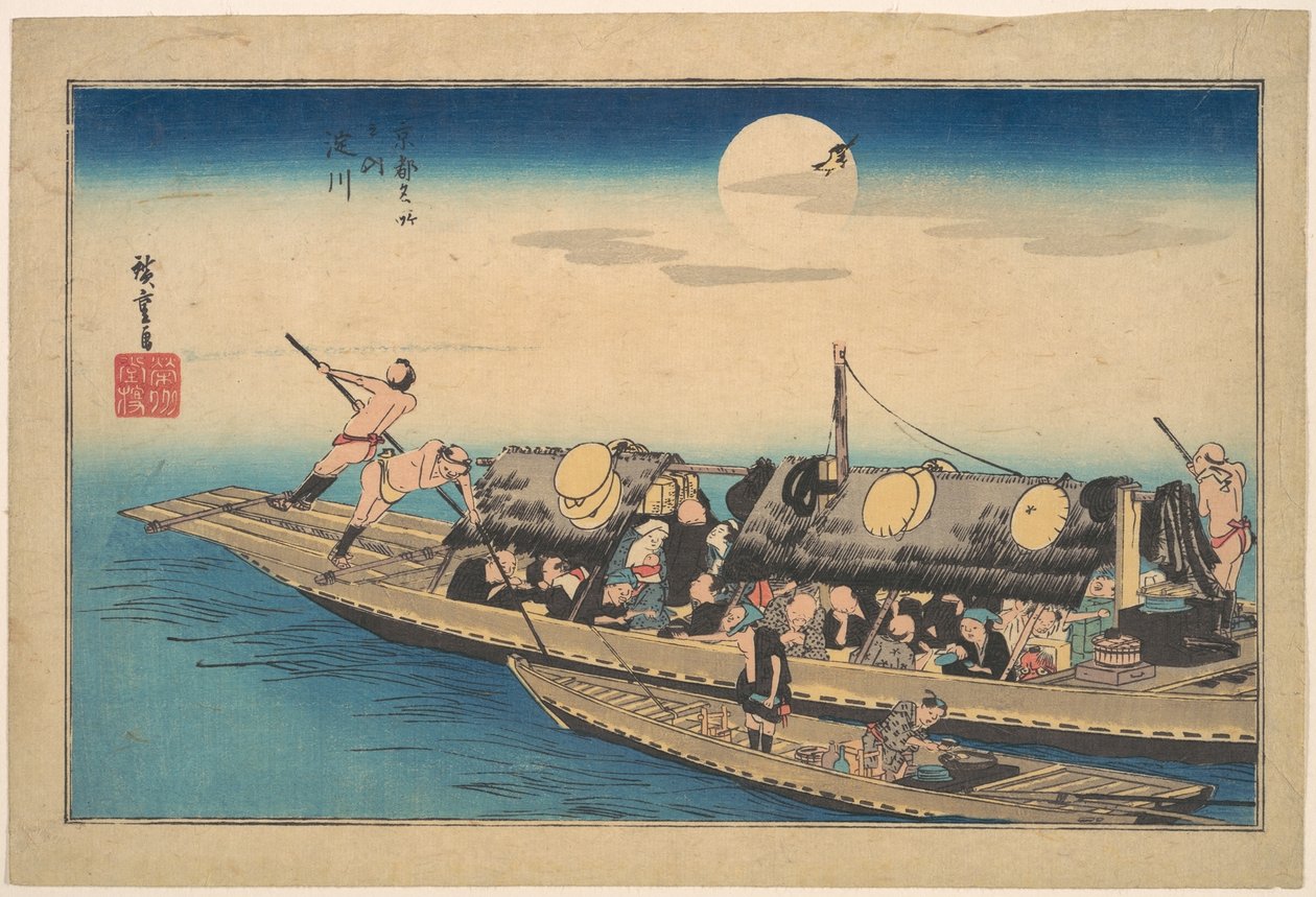 Rzeka Yodo, z serii Słynne miejsca Kioto (Kyoto meisho no uchi, Yodo-gawa) autorstwa Utagawa Hiroshige