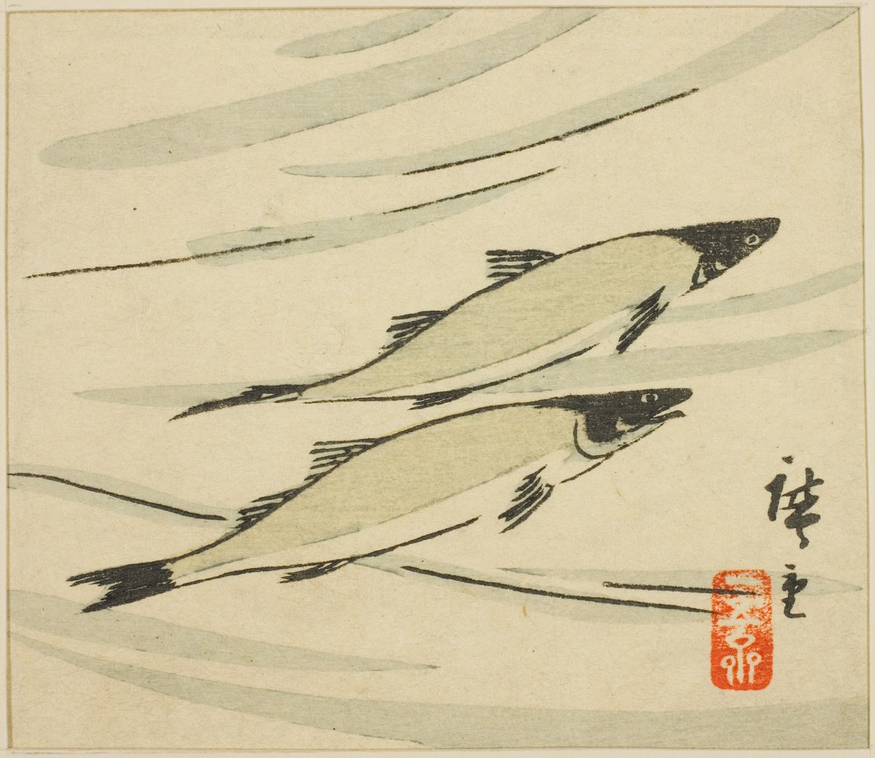 Pstrąg, część arkusza harimaze autorstwa Utagawa Hiroshige