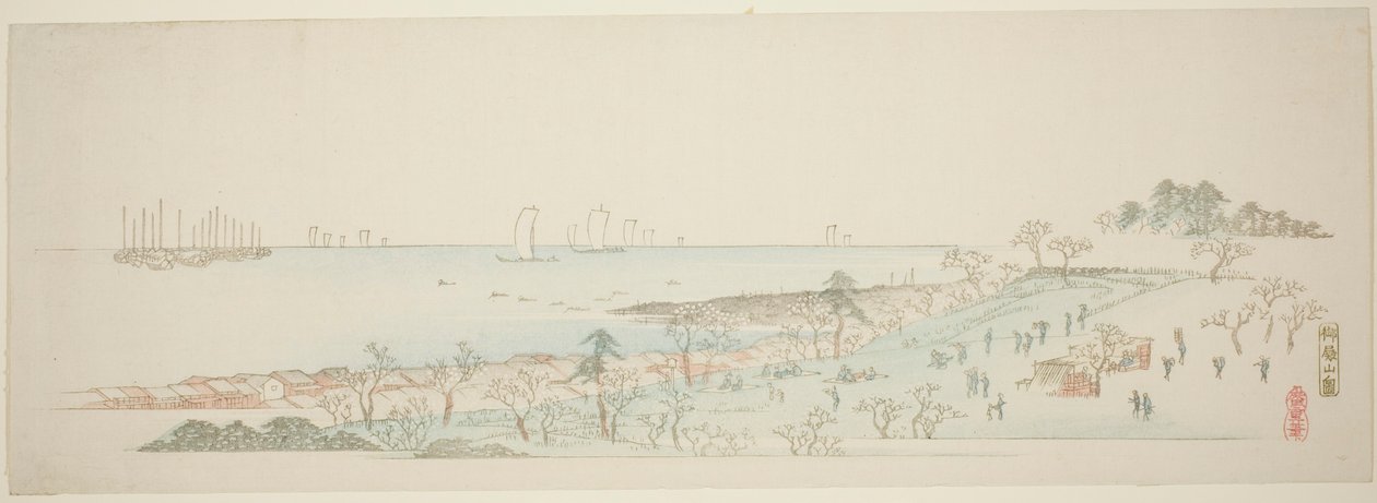 Widok na wzgórze Goten (Gotenyama no zu), z cyklu „Trzynaście widoków okolic Edo” autorstwa Utagawa Hiroshige