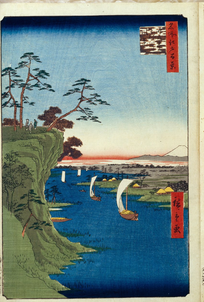 Widok na Konodai i rzekę Tone Sto słynnych widoków Edo, 1856-1858 autorstwa Utagawa Hiroshige