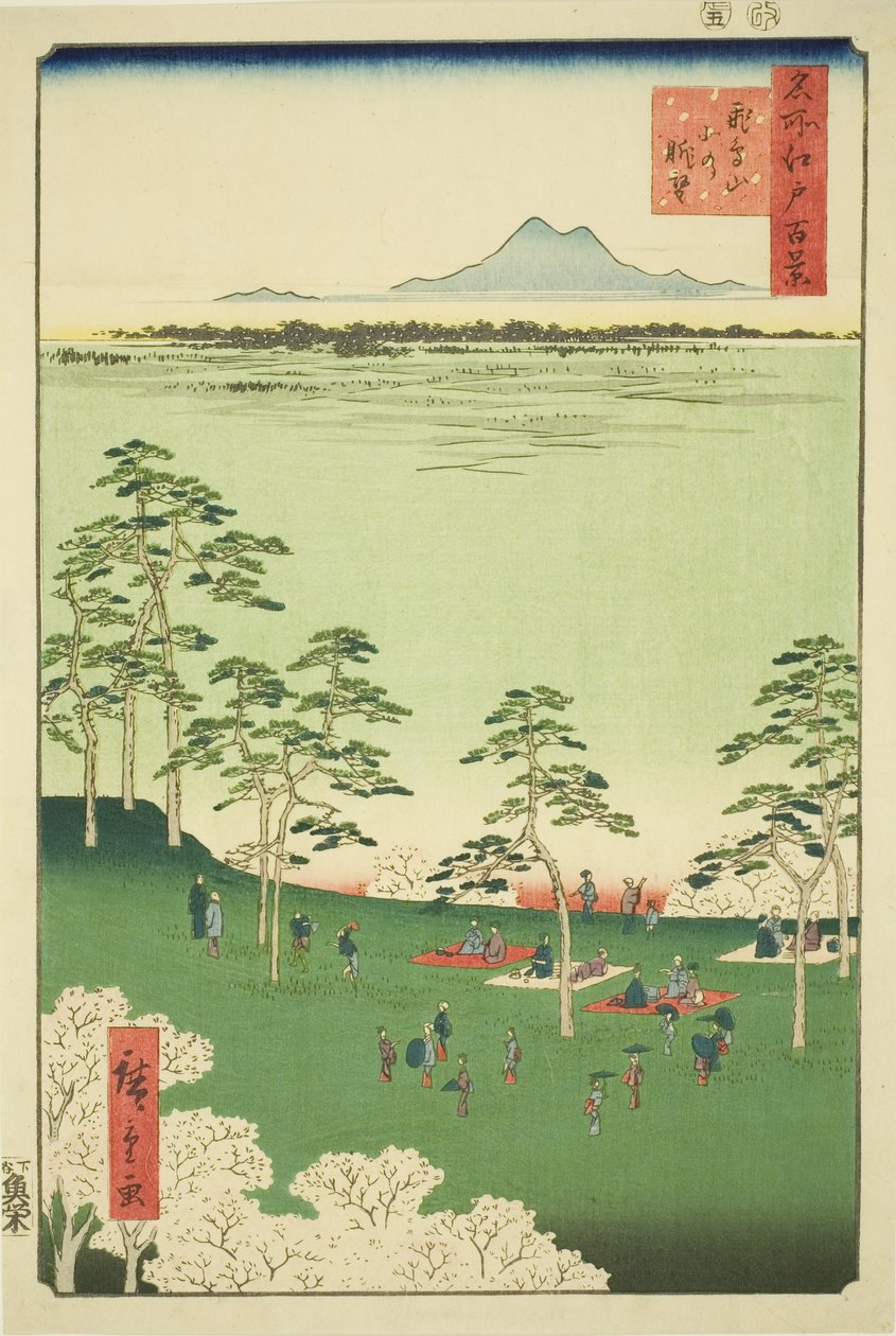Widok i Te rth z Asuka Hikil (Asukayama Kita no Chobo), z serii Te „Ridge dre d fa nets Widoki Edo (Sto słynnych widoków Edo)” autorstwa Utagawa Hiroshige