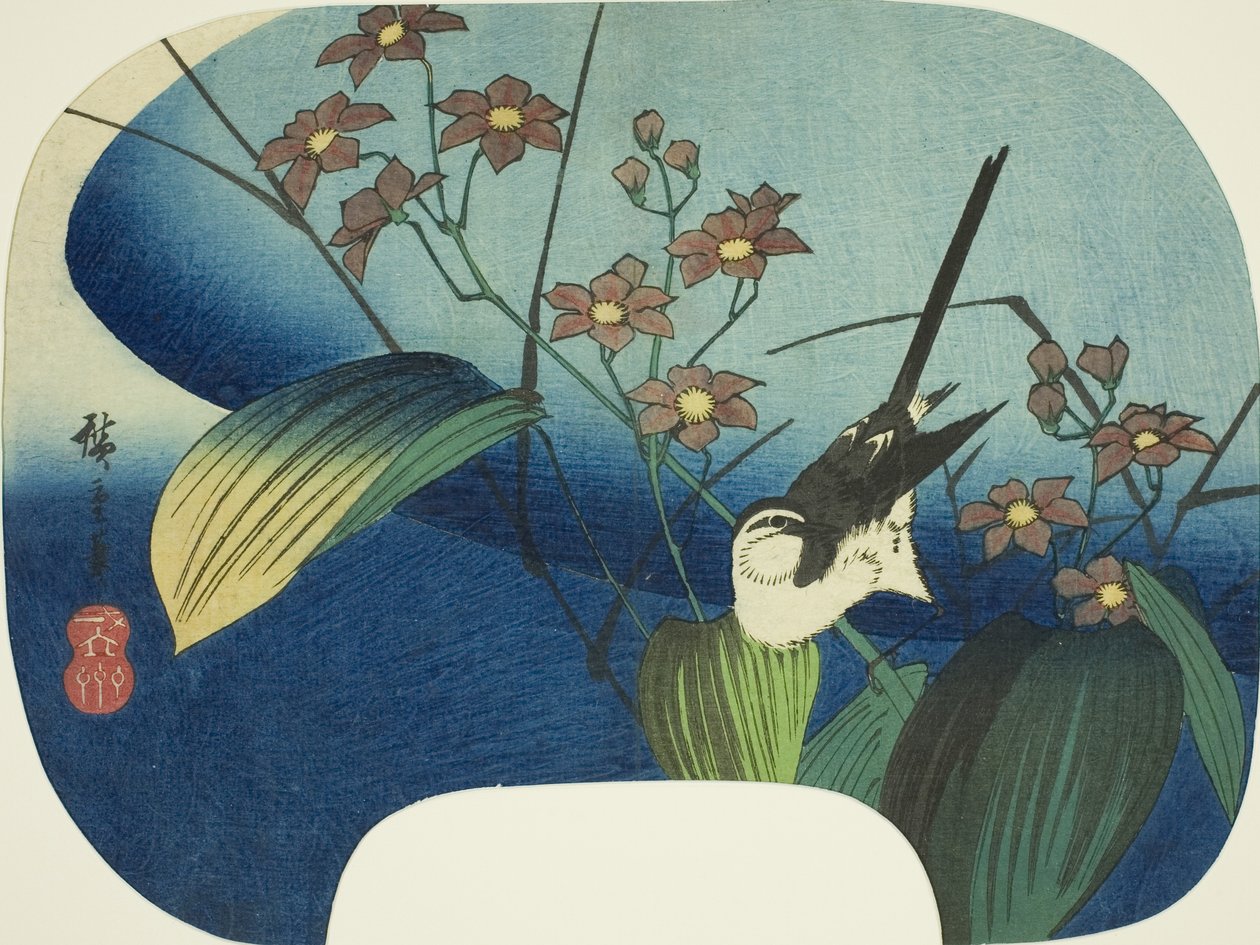 Pliszka i monochoria autorstwa Utagawa Hiroshige