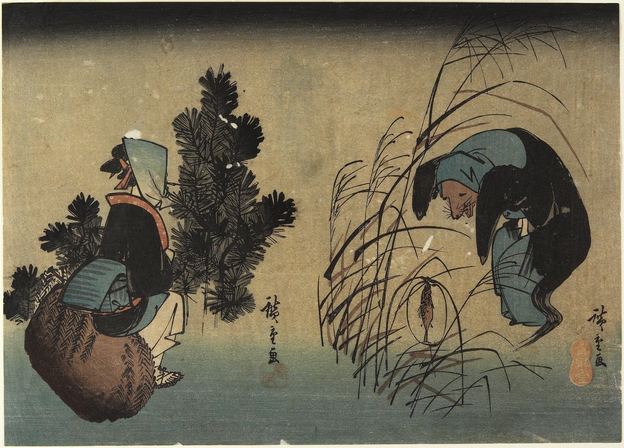 Kobieta i borsuk autorstwa Utagawa Hiroshige