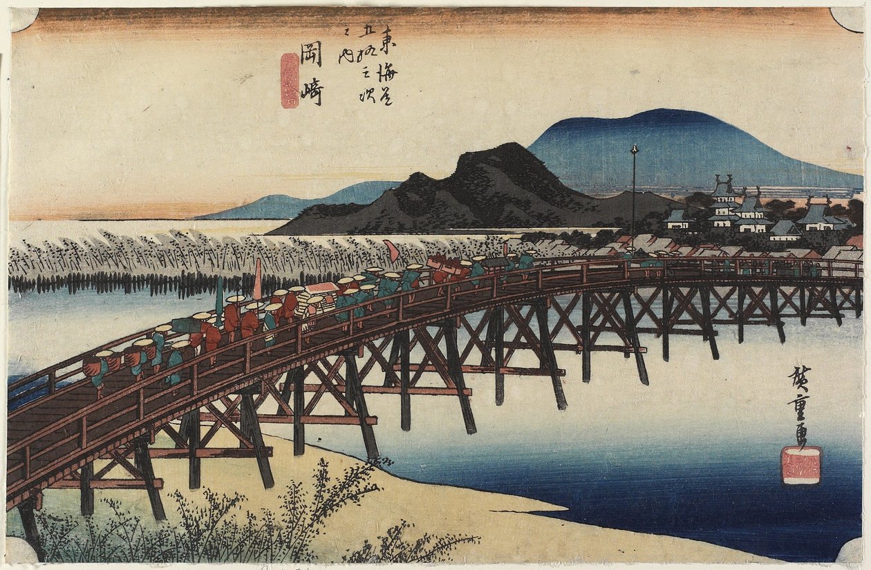 Yahagi B Ri dge, Okazaki, ok. godz. 1833 autorstwa Utagawa Hiroshige
