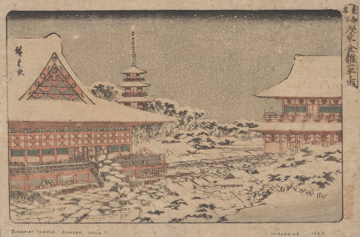 Targi na koniec roku w świątyni Kinryuzan autorstwa Utagawa Hiroshige