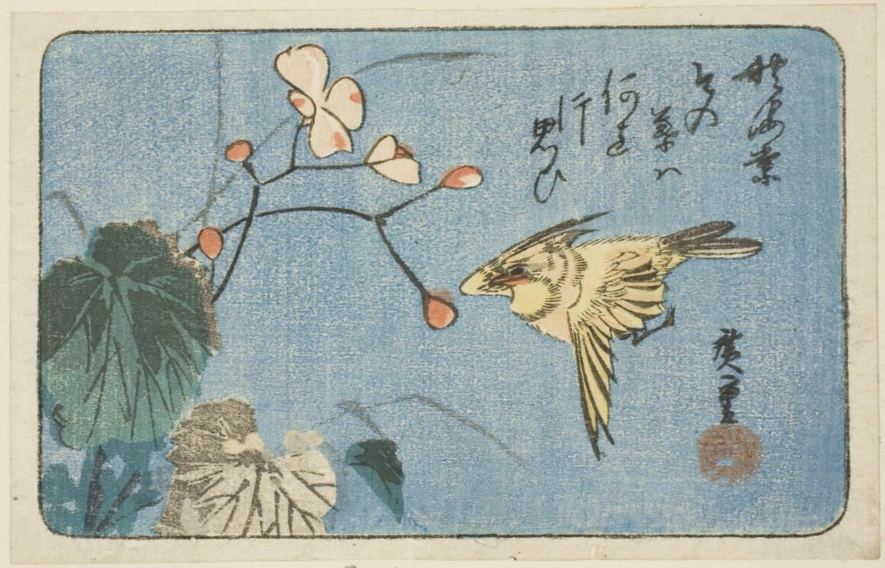 Żółty ptak i begonia autorstwa Utagawa Hiroshige