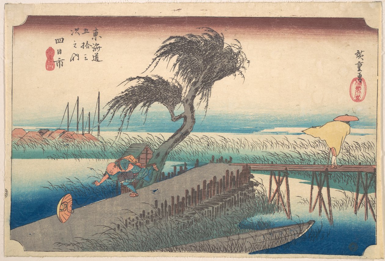 Yokkaichi, Sanchokawa autorstwa Utagawa Hiroshige