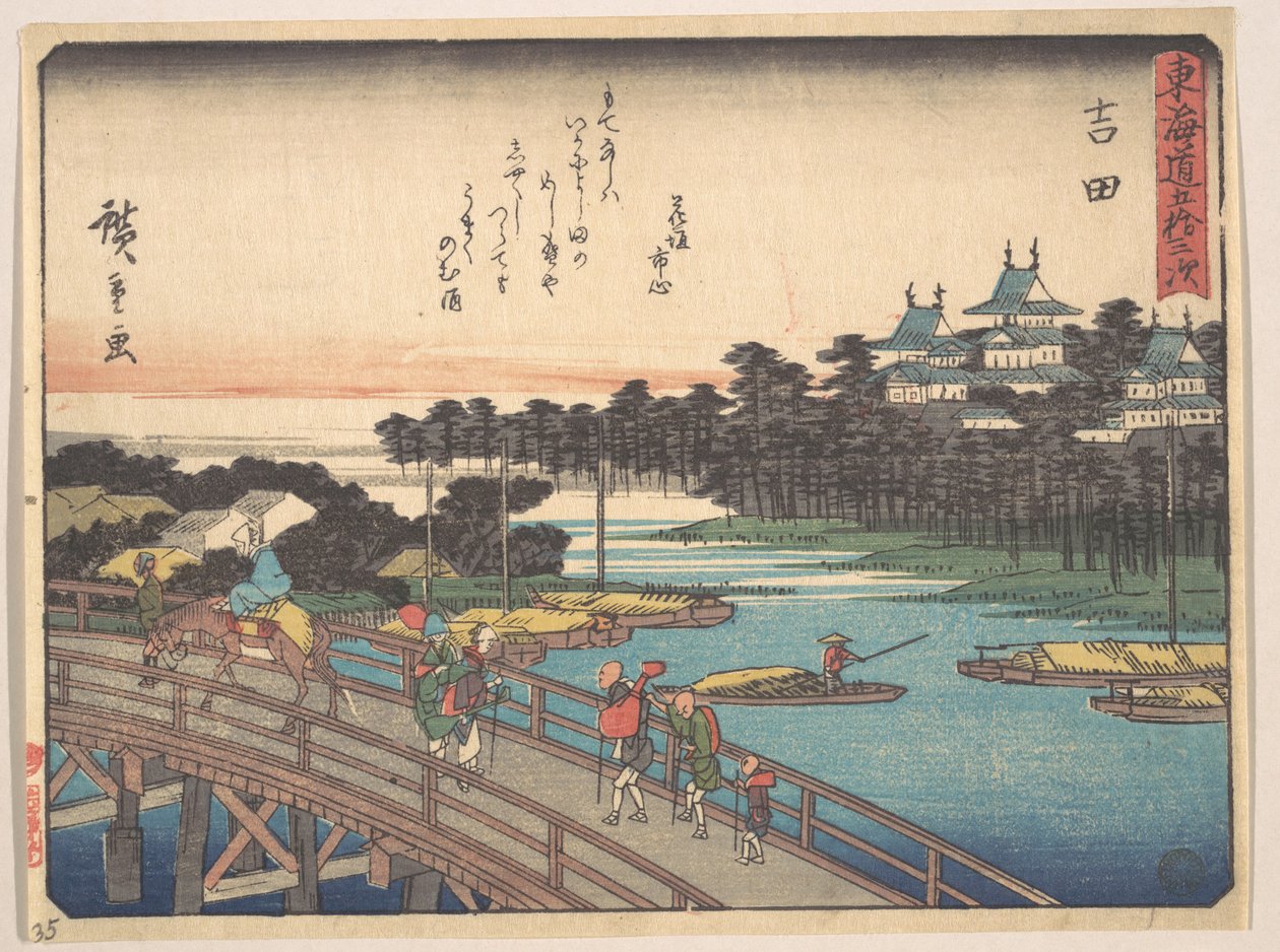 Yoshida; Toyokawa-Bashi, most Toyokawa autorstwa Utagawa Hiroshige