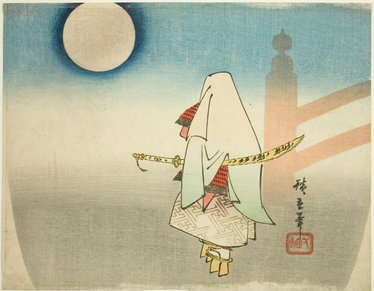 Yoshitsune Light ts Benkei At Wzajemna pomoc B powód autorstwa Utagawa Hiroshige