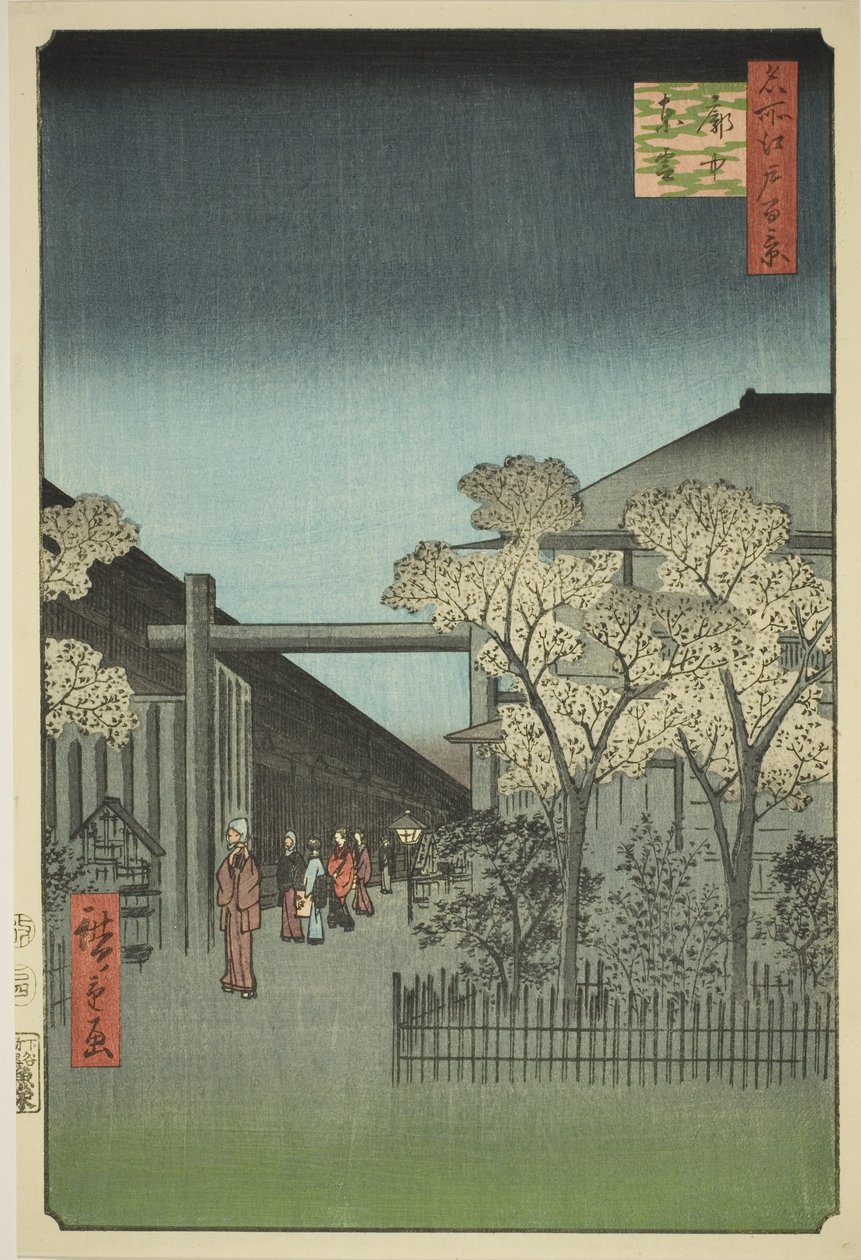 Yoshiwara Wyczułem Kurta rs at Dawn (każdy Chu Shinonome), z serii „Ridge dre d fa net s views of Edo (Sto słynnych widoków Edo)” autorstwa Utagawa Hiroshige
