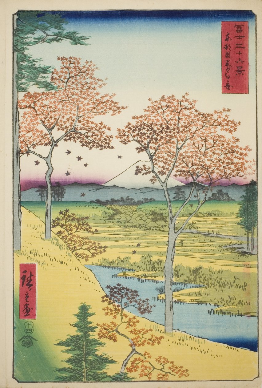 Yuhi Hill w Meguro we wschodniej stolicy (Toto Meguro Yuhigaoka), z serii „Trzydzieści sześć widoków na górę Fuji (Fuji sanjurokkei)” autorstwa Utagawa Hiroshige