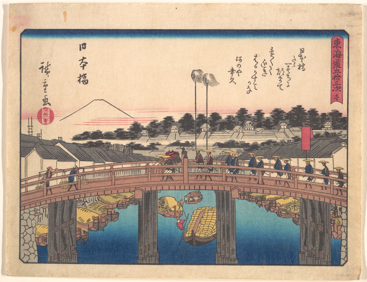 Pięćdziesiąt trzy stacje Tokaido - Nihonbashi autorstwa Utagawa Hiroshige
