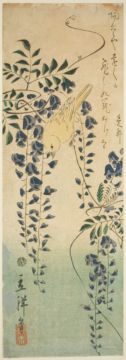 Kanaryjskie i wisteria autorstwa Utagawa Hiroshige II