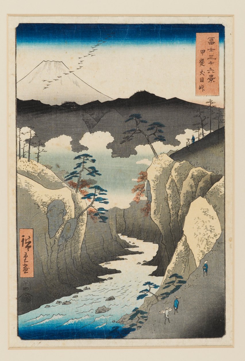 Przełęcz Inume w prowincji Kai, zaprojektowana w 1858 r., opublikowana w latach 1858-1859 autorstwa Utagawa Hiroshige II