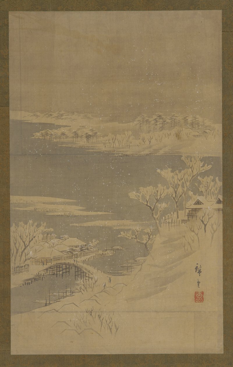 Pejzaż zimowy, połowa XIX wieku. autorstwa Utagawa Hiroshige II