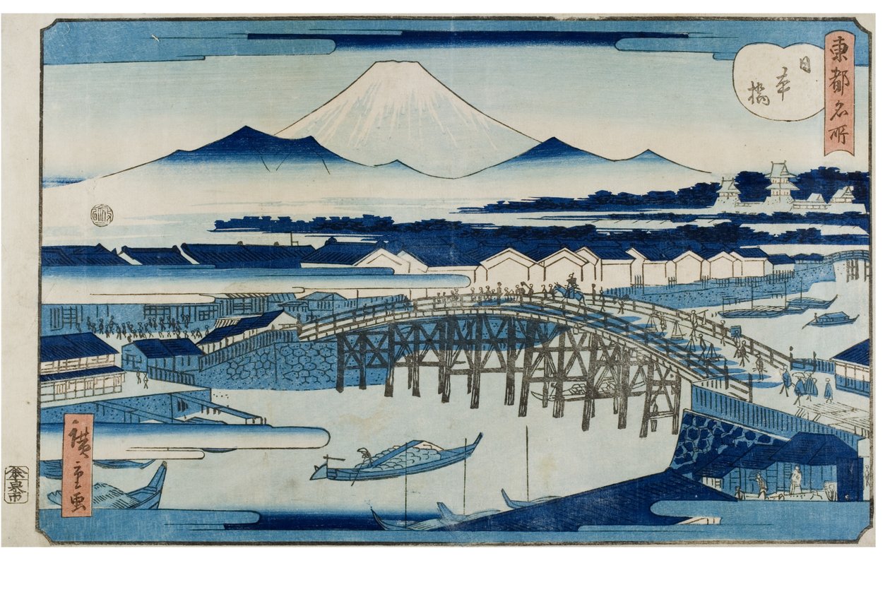 Nihonbashi z serii Słynne miejsce wschodniej stolicy autorstwa Utagawa II Hiroshige