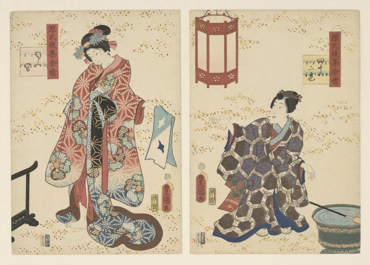 Rozdział 42, perfumowany książę Trwałe wrażenia z późnej kolekcji Genji (tytuł serii) autorstwa Utagawa Kunisada (I)