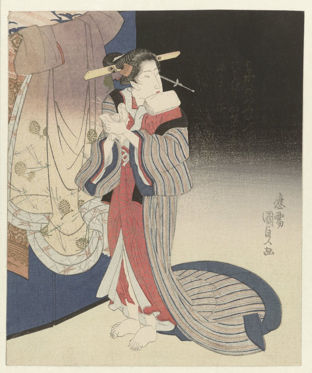 Kurtyzana przygotowuje się na noc autorstwa Utagawa Kunisada (I)