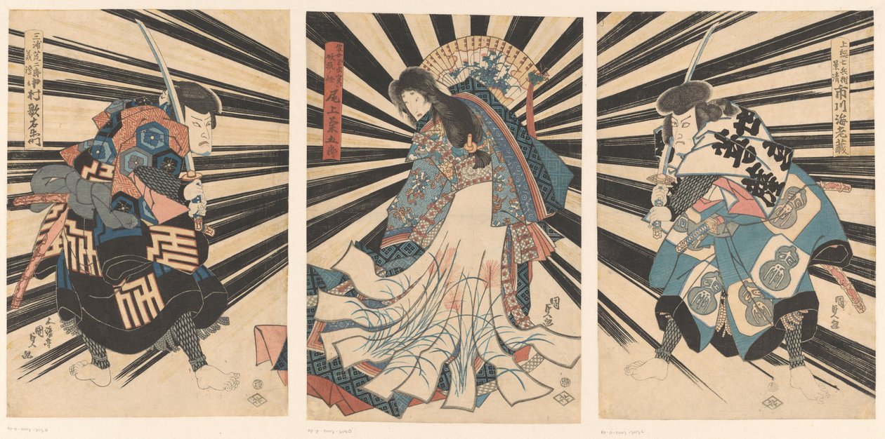 Utaemon Nakamura Doctor V, Onoe Kikukoro Ii Ii Sono Ichikawa Grape Dye V. autorstwa Utagawa Kunisada (I)