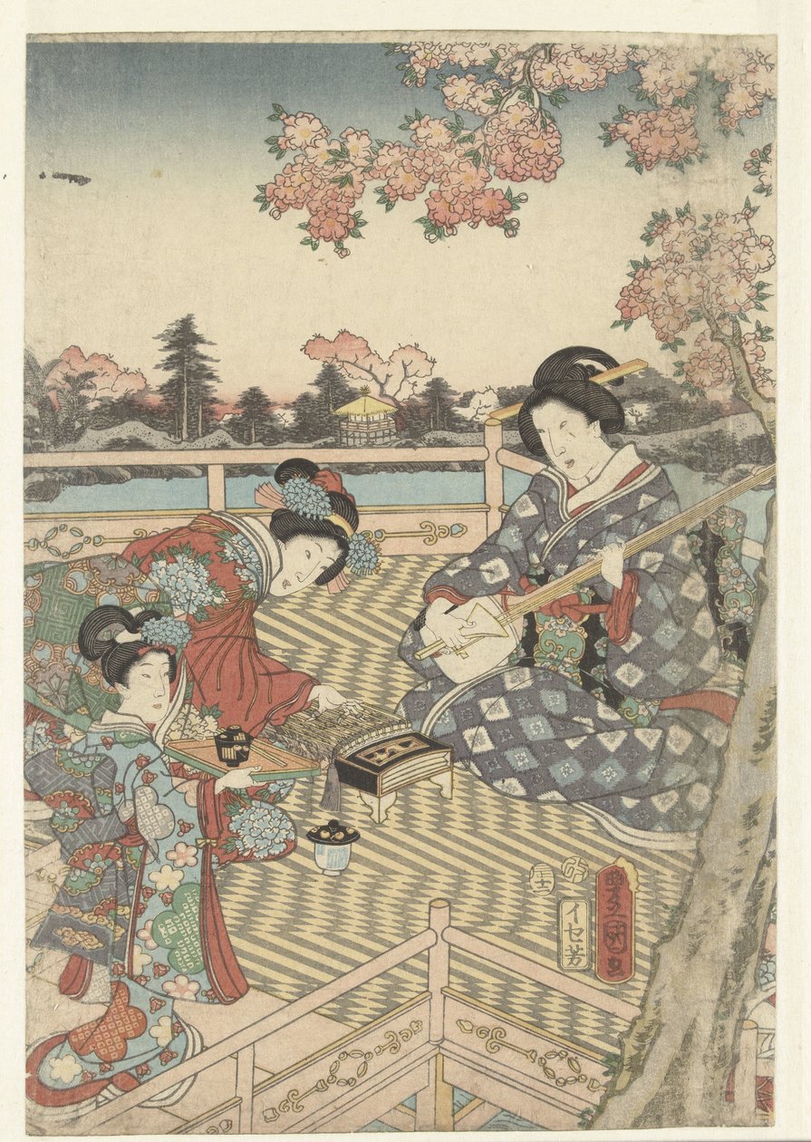 Wiosenny bankiet dla wschodniego Genji Azuma Genji hana no yuen autorstwa Utagawa Kunisada (I)