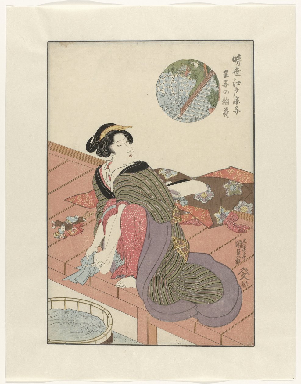Inari Temp Inari . wuja S Choon Heden Ui t Edo Jisei Ed Kanoko autorstwa Utagawa Kunisada (I)