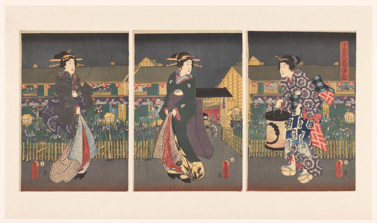 Zajazd Irissen Boei zensei hanashobu no zu autorstwa Utagawa Kunisada (I)