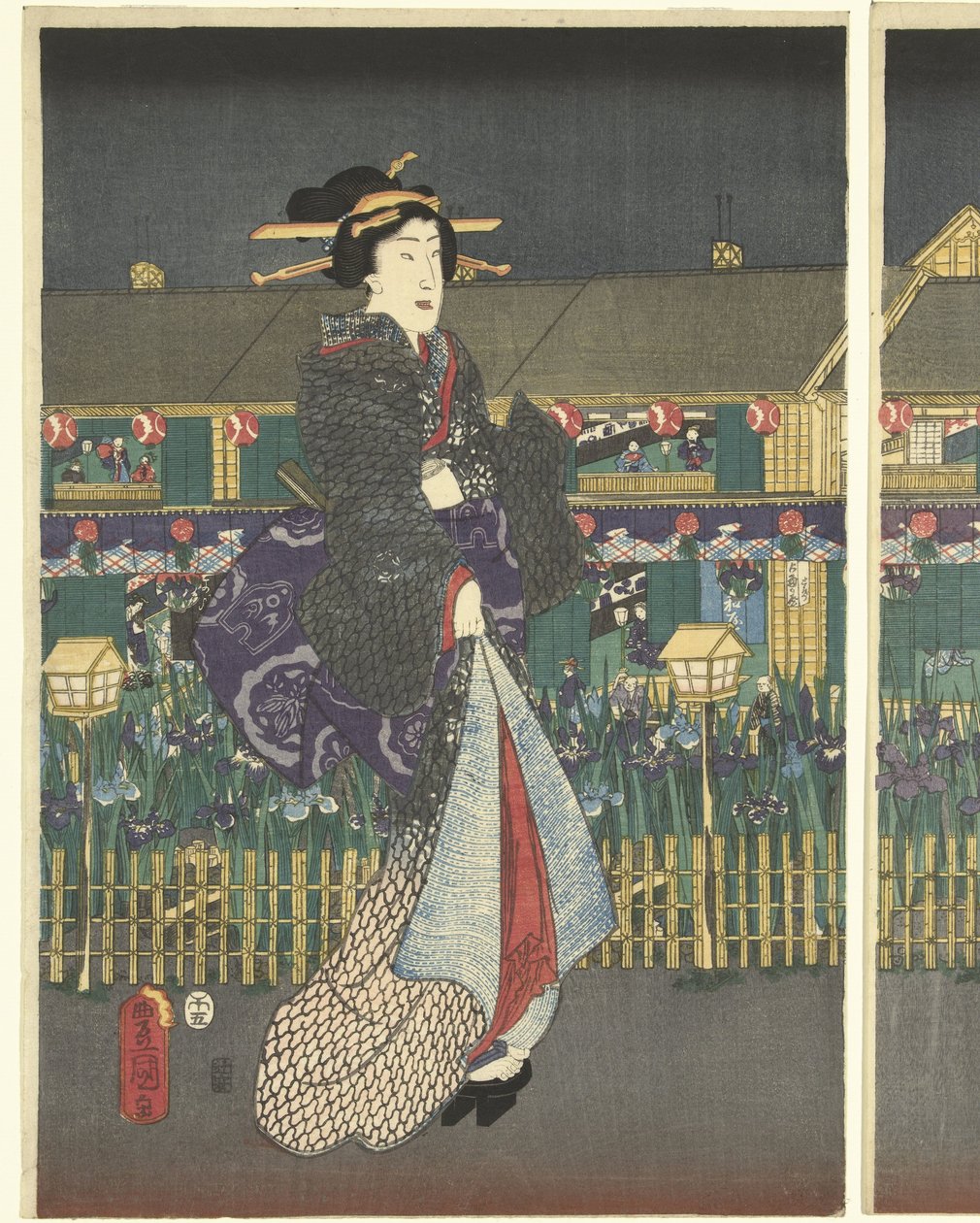 Irysy w pełnym rozkwicie autorstwa Utagawa Kunisada (I)