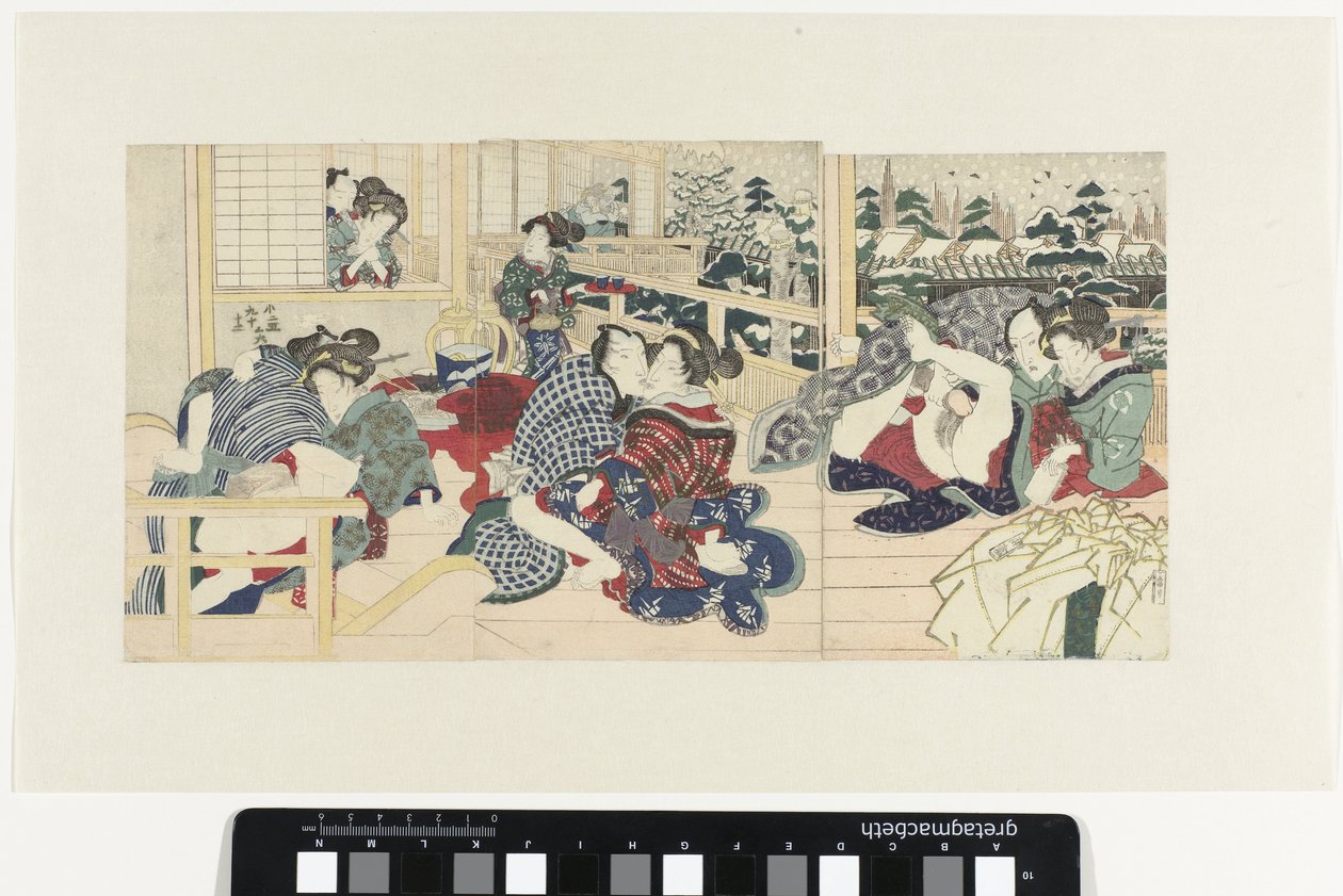 Uwielbiam pary na tarasie w zimie? autorstwa Utagawa Kunisada (I)