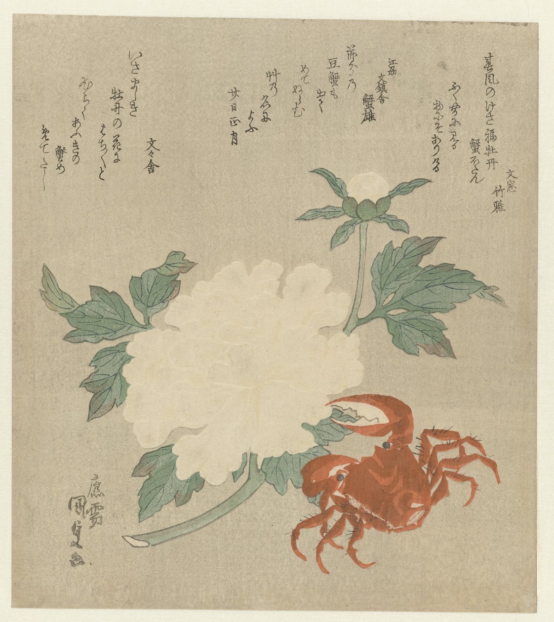 Piwonia z krabem autorstwa Utagawa Kunisada (I)