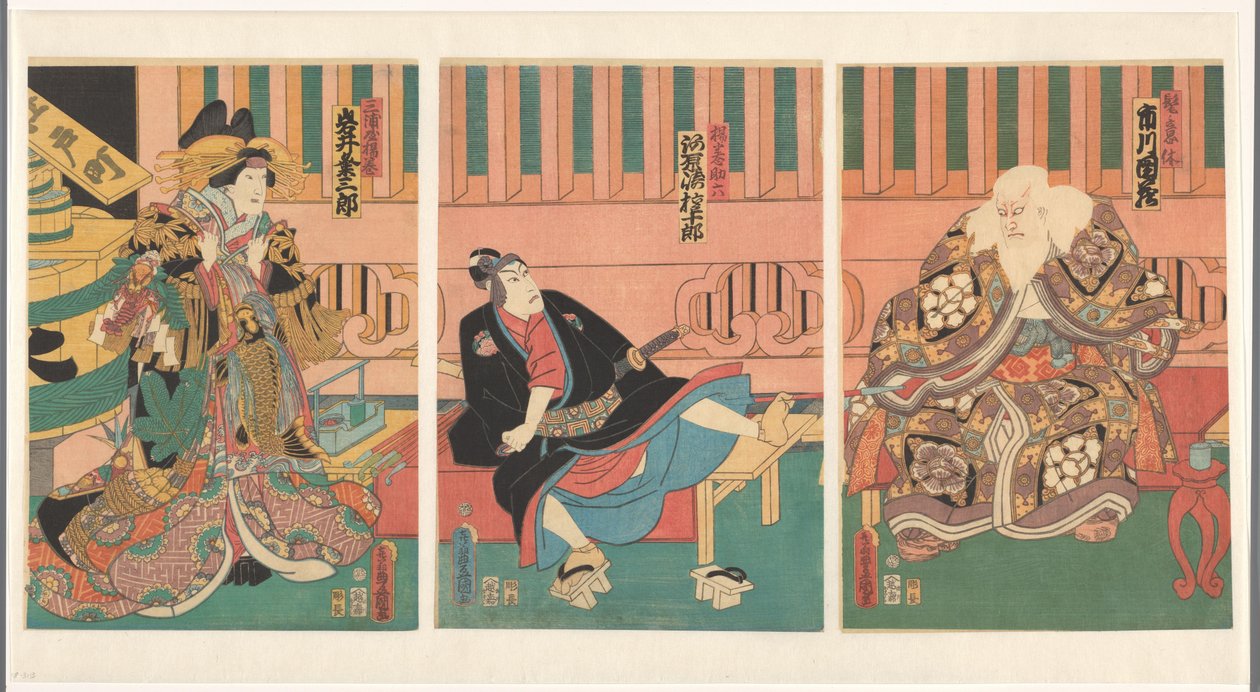 Scena ze sztuki Sukeroku, Kwiat Wiśni Edo Scena uit Sukeroku de kersenbloesem van Edo autorstwa Utagawa Kunisada (I)