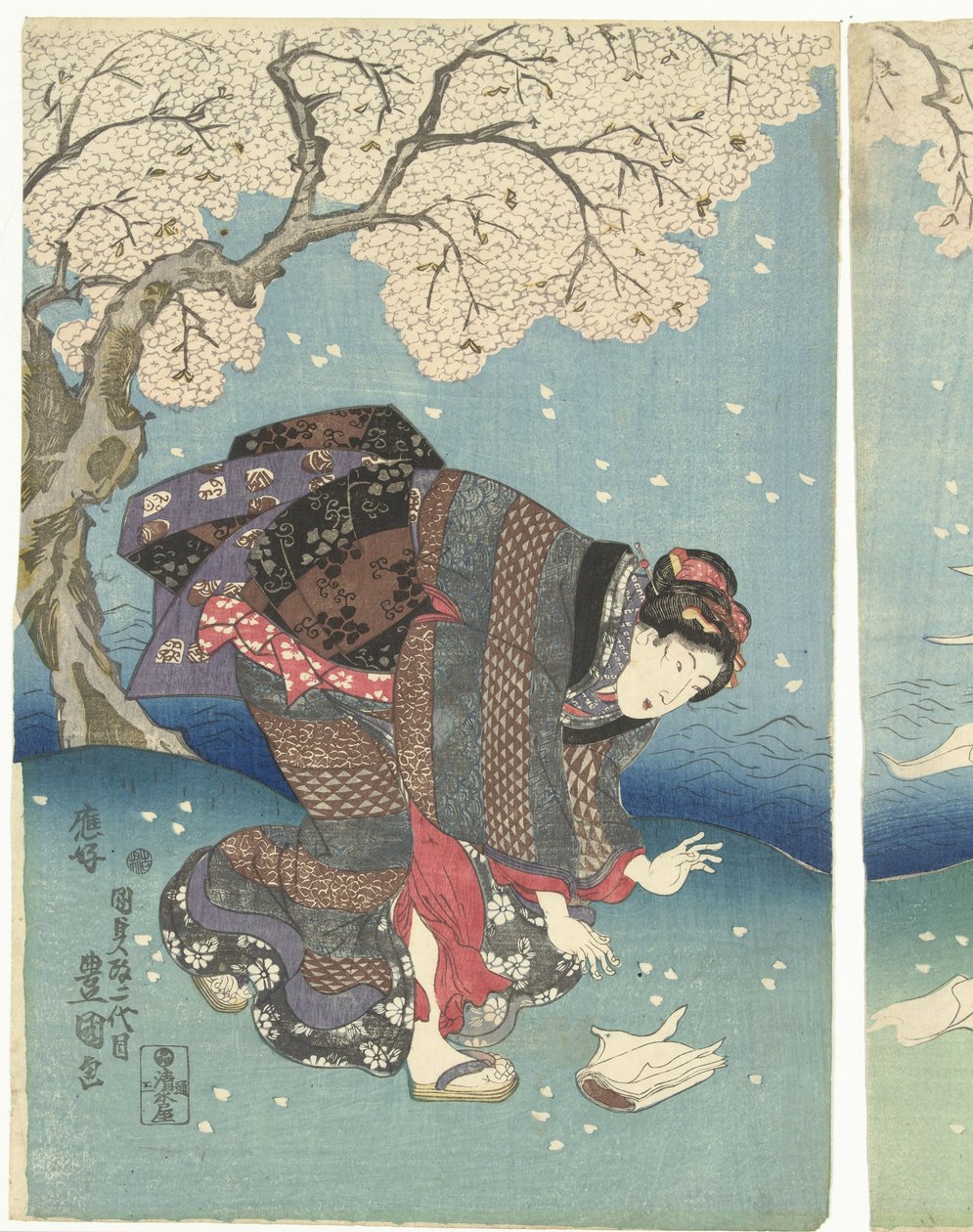 Burzliwy dzień na rzece Sumida Osiem widoków Edo (tytuł serii) autorstwa Utagawa Kunisada (I)