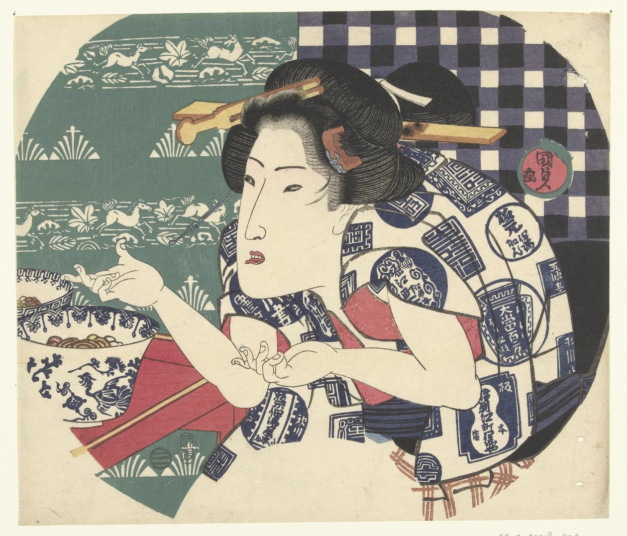 Restauracja Udon autorstwa Utagawa Kunisada (I)