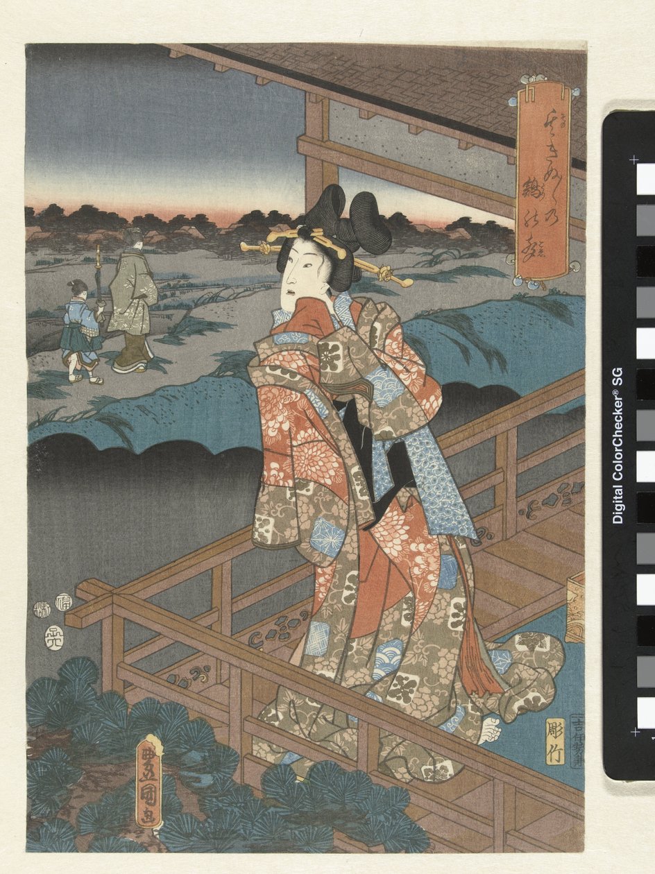 Kobieta na balkonie autorstwa Utagawa Kunisada (I)