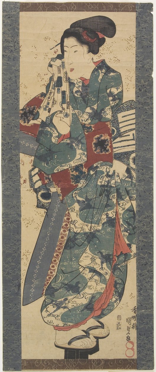 (Kobieta trzymająca ręcznik), 1843-1847 autorstwa Utagawa Kunisada