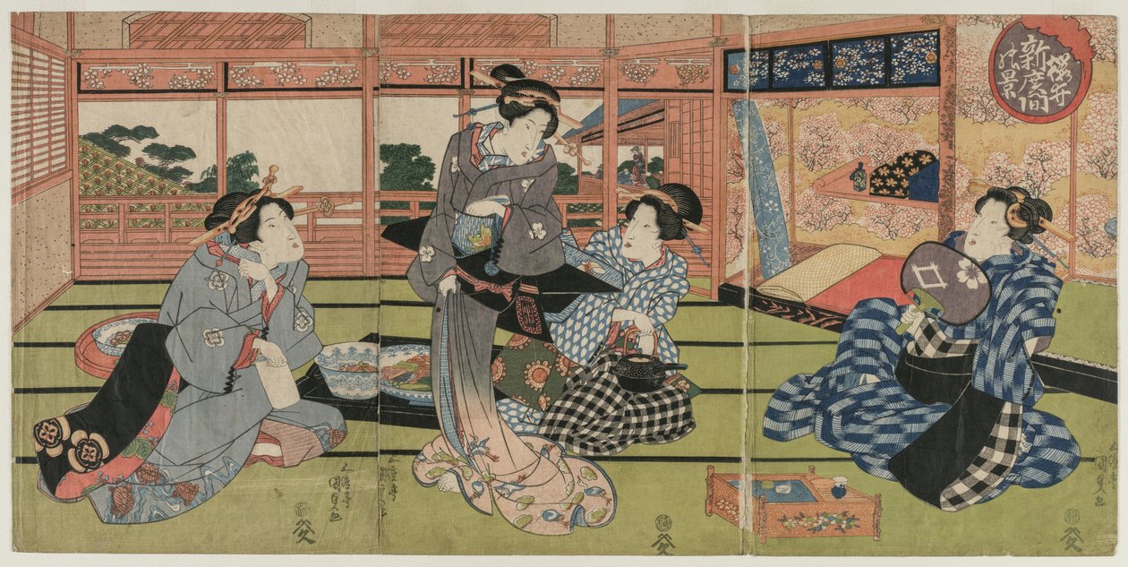 Widok na duży nowy pokój w Sakurai autorstwa Utagawa Kunisada