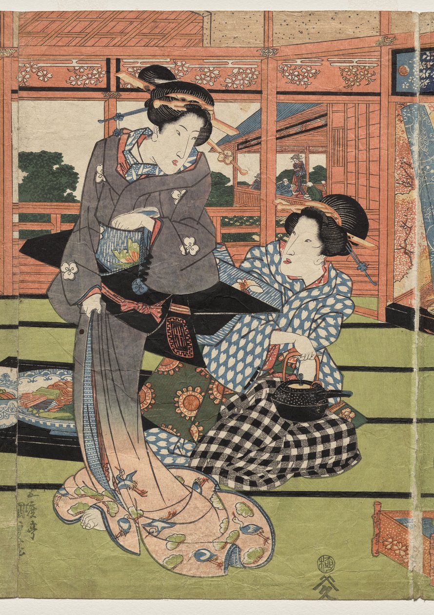 Widok na duży nowy pokój w Sakurai autorstwa Utagawa Kunisada
