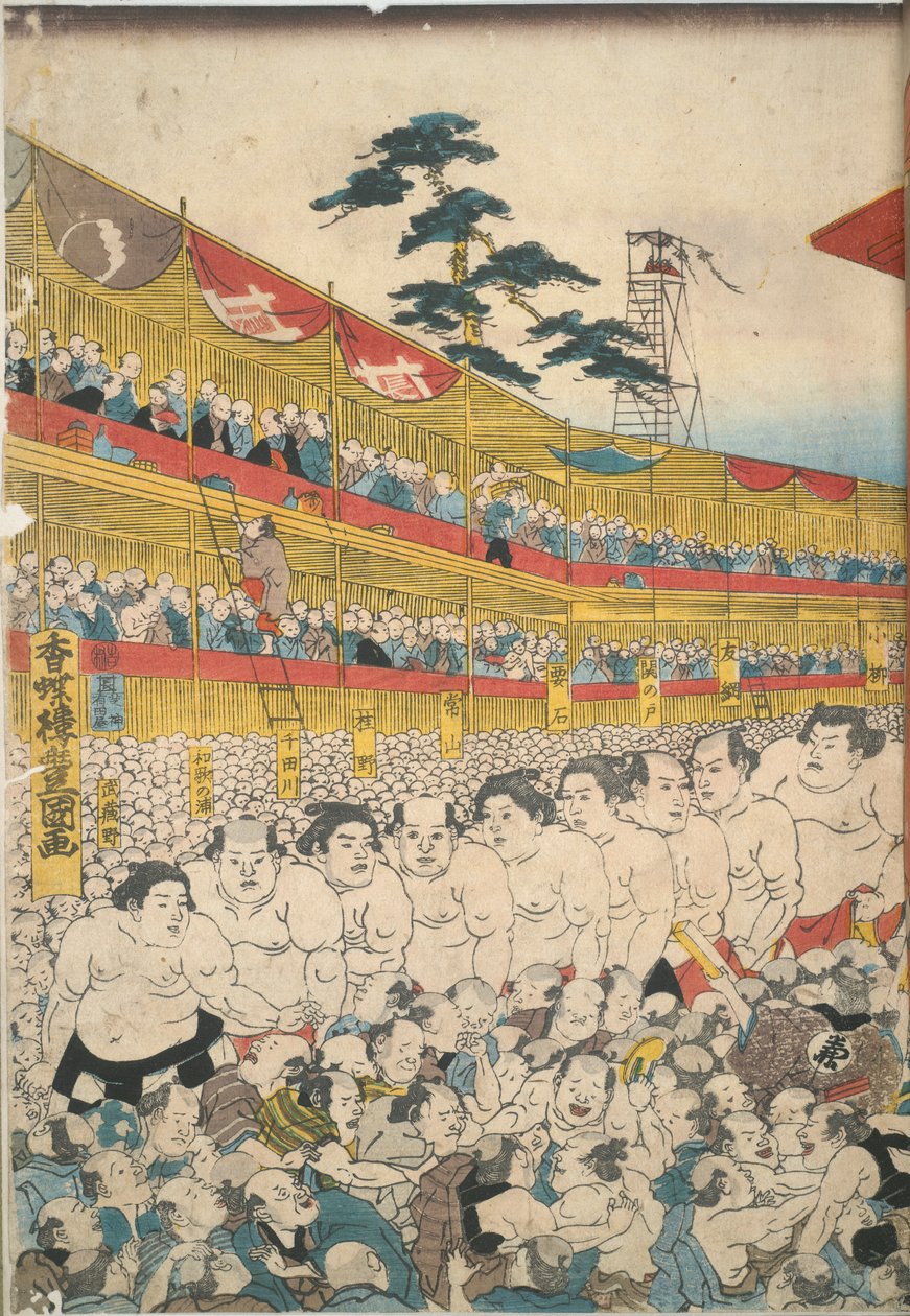Zdjęcia z Wielkiego Festiwalu Sumo autorstwa Utagawa Kunisada
