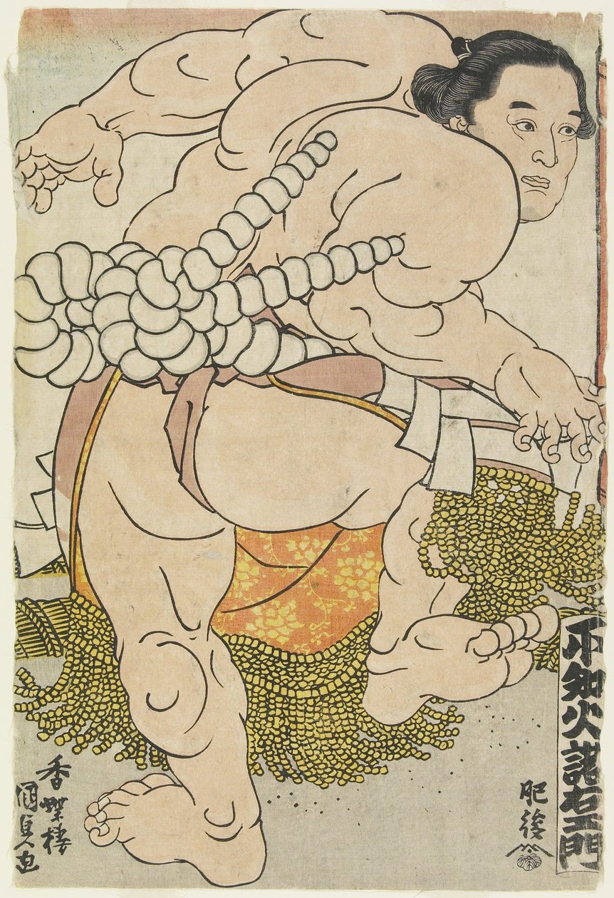 Zapaśnik Yokozuna Shiranui Dakuemon ze stajni Higo, 1830-1844 autorstwa Utagawa Kunisada