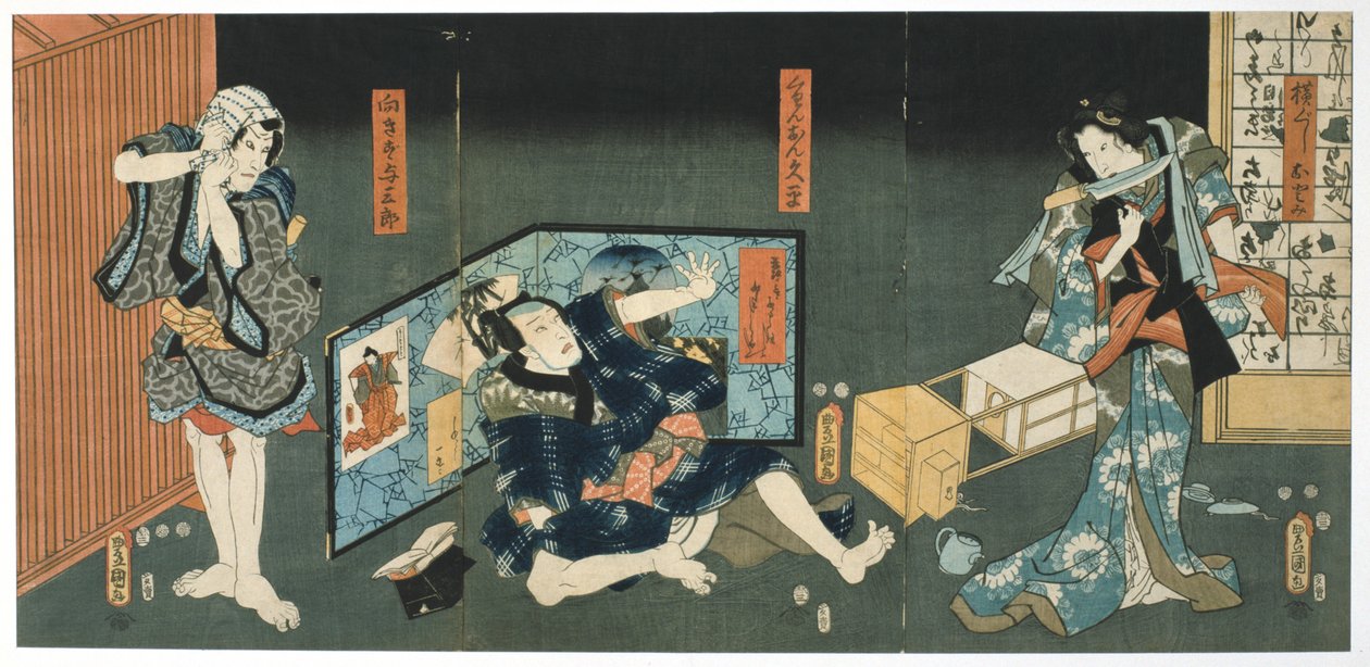 Scena teatralna, 1844 autorstwa Utagawa Kunisada